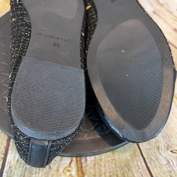 Amaravali Women's Slip On Cap Toe Knit Fabric Gold Thread Dress Flats Size 10 - Picture 7 of 8